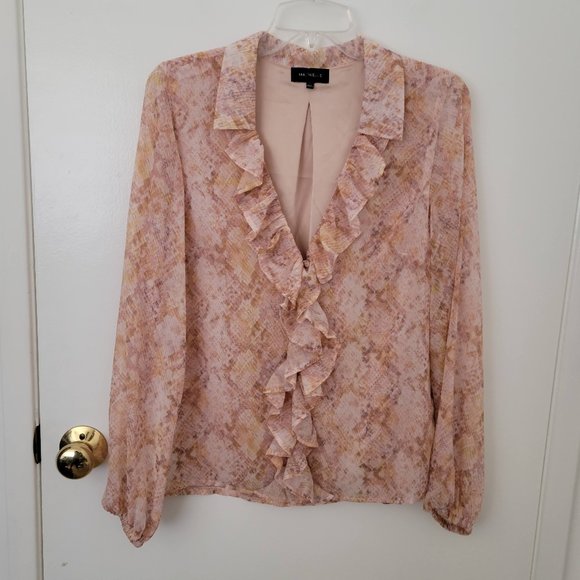 Revolve Majorelle Snake print ruffle blouse - Picture 2 of 5